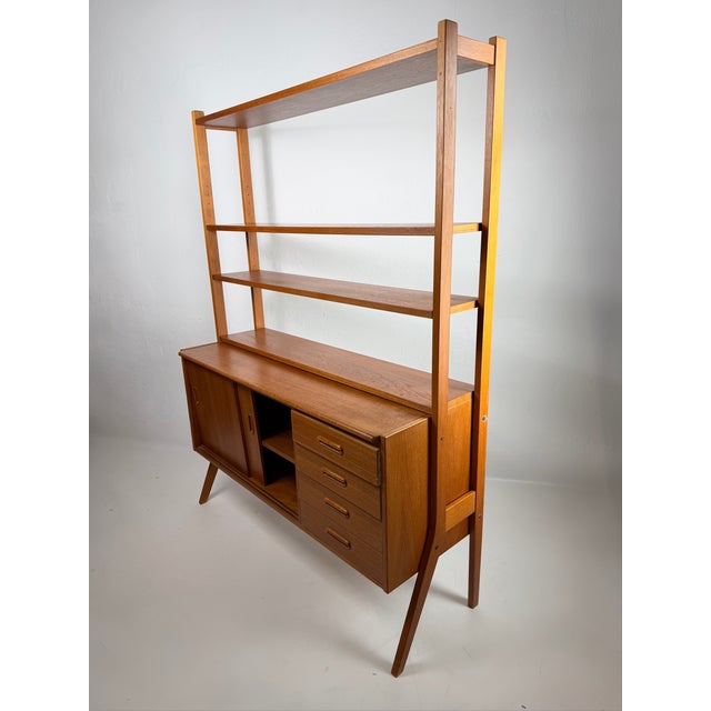 Cream Danish Teak Bookcase with Secretary, 1960s For Sale - Image 8 of 8