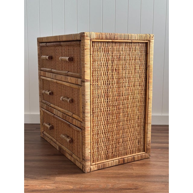 1970s 1970s Vintage Woven Rattan Chest of Drawers For Sale - Image 5 of 18