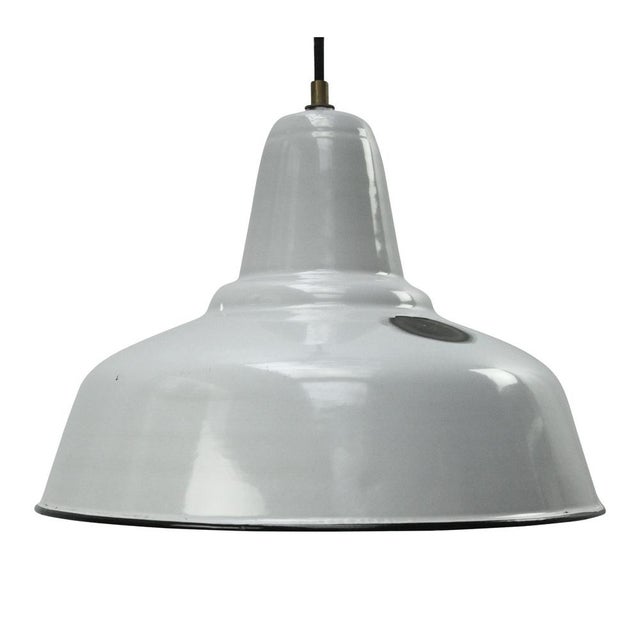 Vintage Industrial Dutch Grey Enamel Hanging Lamp from Philips For Sale - Image 6 of 6