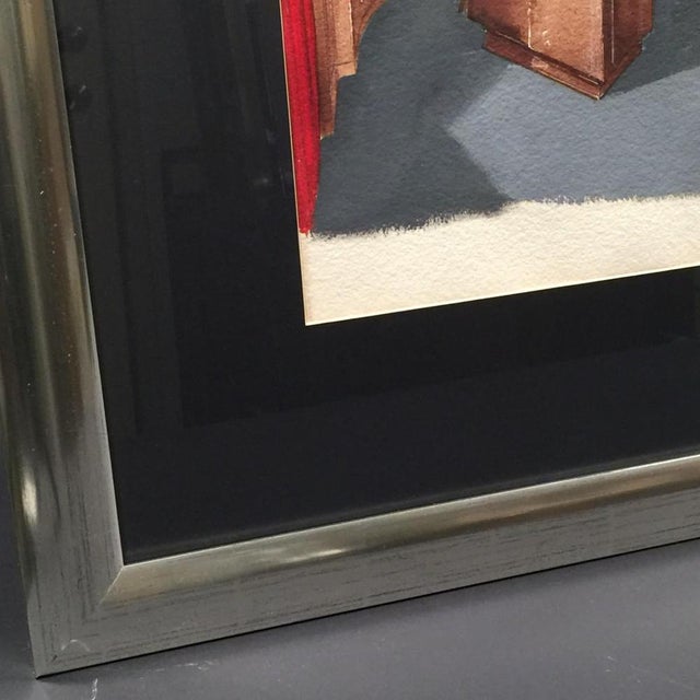 Administrator Office of Sabam by the Vanderborght Establishments in Brussels, Watercolor, 1930s-1940s For Sale - Image 6 of 13