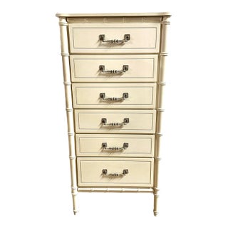 1970s Faux Bamboo Lingerie Chest of Drawers For Sale