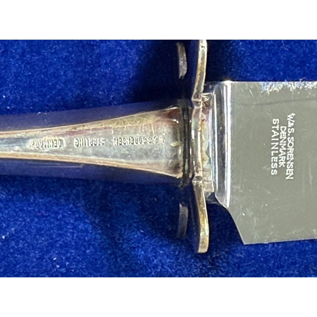 Vintage W&s Sorensen "Patricia" Danish Sterling Silver Steak Carving Set - 2 Pieces in Original Box For Sale - Image 4 of 9