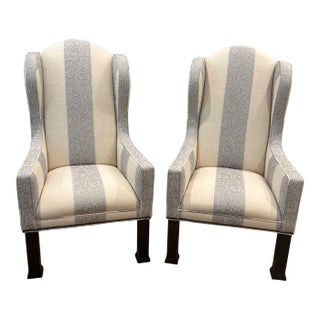 Pair of Barry Dixon Upholstered Wingback Chairs For Sale