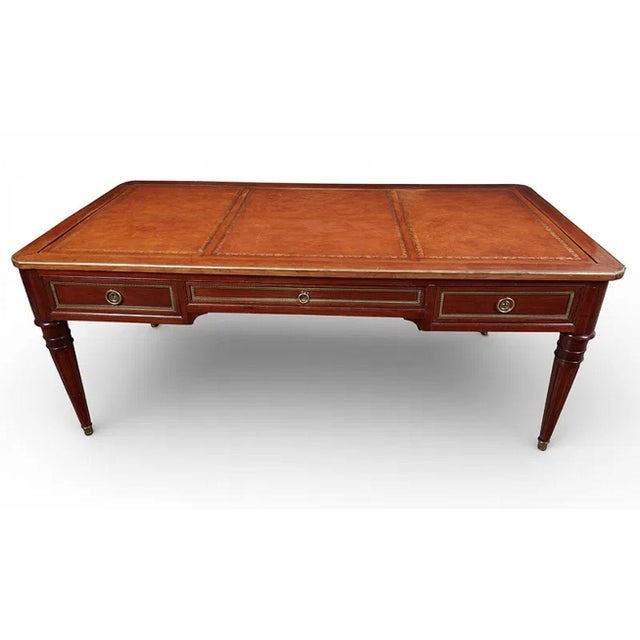 Brown 19th C. French Louis XVI Mahogany Bureau Plat For Sale - Image 8 of 12