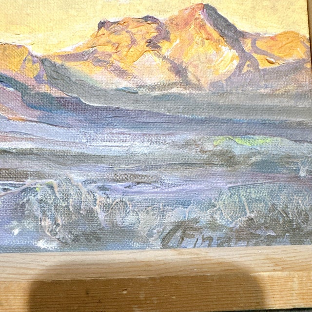 Rustic Vintage Original Oil Painting by Charles P. Finance, Mountain Landscape, Framed Mid Century Art, 25” X 13”, Signed, Southwestern Decor For Sale - Image 3 of 9