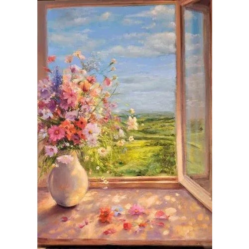 "Window into spring", original oil painting on canvas 60 x 50 cm, 2026 Not signed. This piece is attributed to the...
