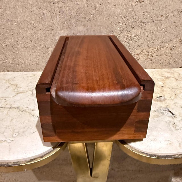 Modern 1960s Studio Art Walnut Wood Box Slide Open For Sale - Image 3 of 6