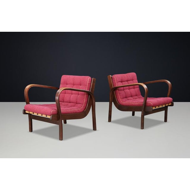 Exceptional pair of ‘Inka’ lounge chairs designed by Karel Koželka and Antonín Kropáček in 1944 for Interiér Praha,...