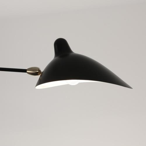 Mid-Century Modern Black Two Fixed Arms Ceiling Lamp from Serge Mouille For Sale - Image 3 of 8