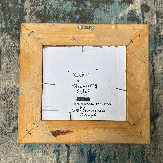 Contemporary Original Painting by Stephen Heigh “Rabbit in Strawberry Patch” For Sale - Image 4 of 4