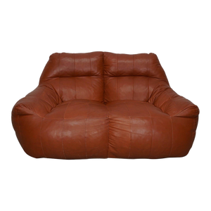 Vintage Leather 2-Seater Beanbag / Sofa in style of De Sede