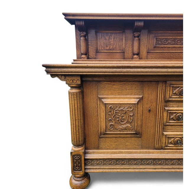 Wood Large Vintage French Buffet in Walnut, 1940s For Sale - Image 7 of 18