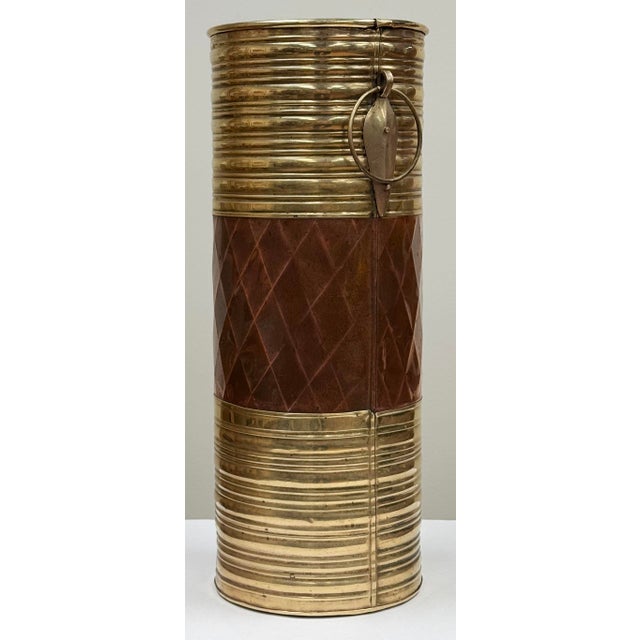 Vintage Brass and Copper Umbrella Stand For Sale In Kansas City - Image 6 of 9