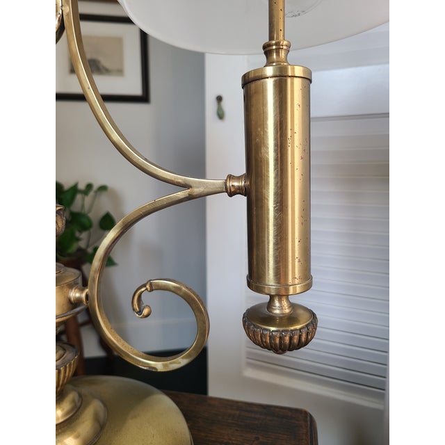 Mid-Century 1950s Brass Double Arm Table Lamp For Sale - Image 4 of 14