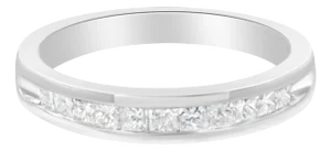 IGI Certified 1/2 Cttw Princess Cut Diamond 18K White Gold Channel Set Half Eternity Style Wedding Band Ring (H-I Color, SI2-I1 Clarity) - Size 7-1/4