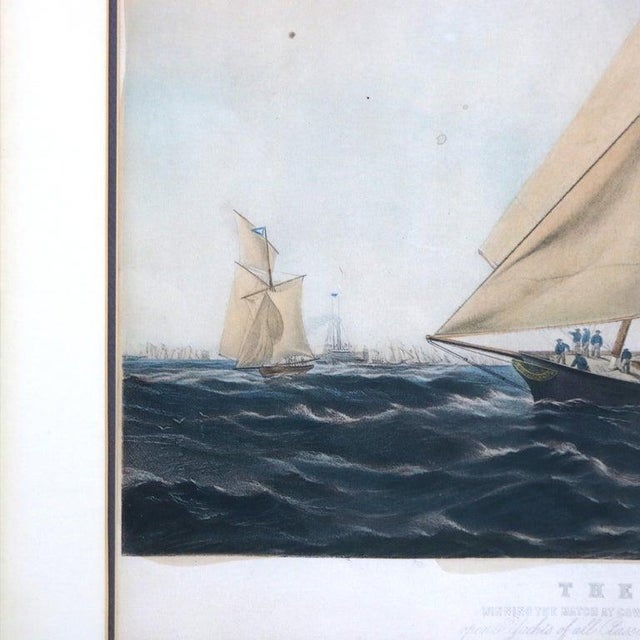 Mid 19th Century Antique Seascape Print of “The America” Winner of the Cowes Club Cup C1851 For Sale - Image 5 of 18