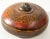 Vintage Asian Red and Black Painted Wooden Round Lidded Box With Metal Ring Handle For Sale - Image 13 of 17