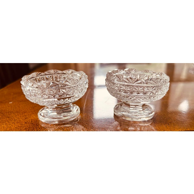 Late 19th Century Crystal Salt Cellars - a Pair For Sale - Image 4 of 4