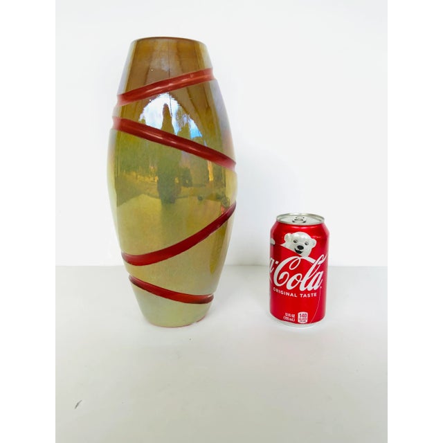 Modern Global Views Medium Cut to Red Glass Vase For Sale - Image 3 of 4