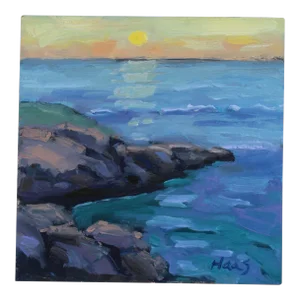 Seascape Sunset Mendocino Headlands Oil Painting