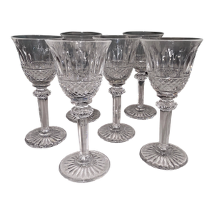1920s Six St. Louis Crystal "Tommy" Pattern Cordial Glasses