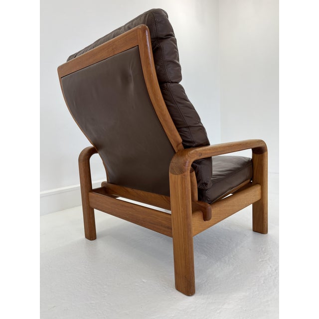 Mid-Century Modern Danish Armchairs in Teak and Leather by L. Olsen & Søn, 1970s For Sale - Image 3 of 9