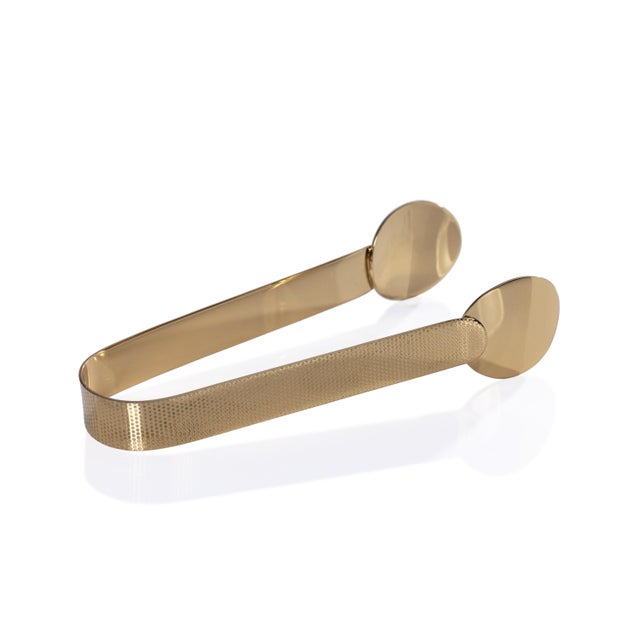 Contemporary Spiga Textured Ice Tong, Gold For Sale - Image 3 of 3