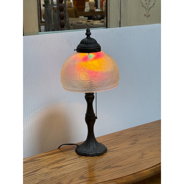 Design Plus Gallery presents a Boudoir Table Lamp of the Victorian Era or Style. The lamp has a molded metal body with...