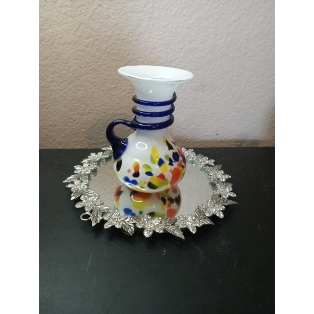 Mediterranean 1980s Gorgeous Vitricolor Confetti Recycled Glass Pitcher W/ Rigaree From Spain For Sale - Image 3 of 5