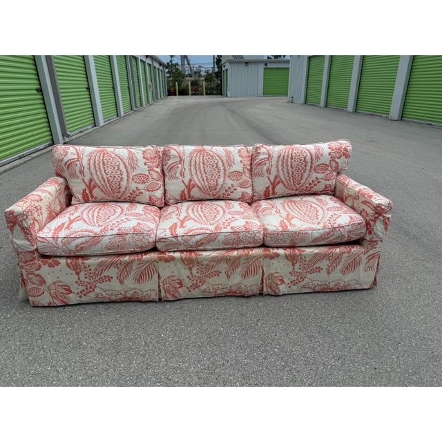 Coastal Edward Ferrell & Manuel Canovas Cream Coral Pali Print Sofa For Sale - Image 3 of 12