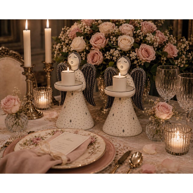 An exceptionally rare pair of “Angelical” candleholders by Mexican designer and silversmith Emilia Castillo, created in...