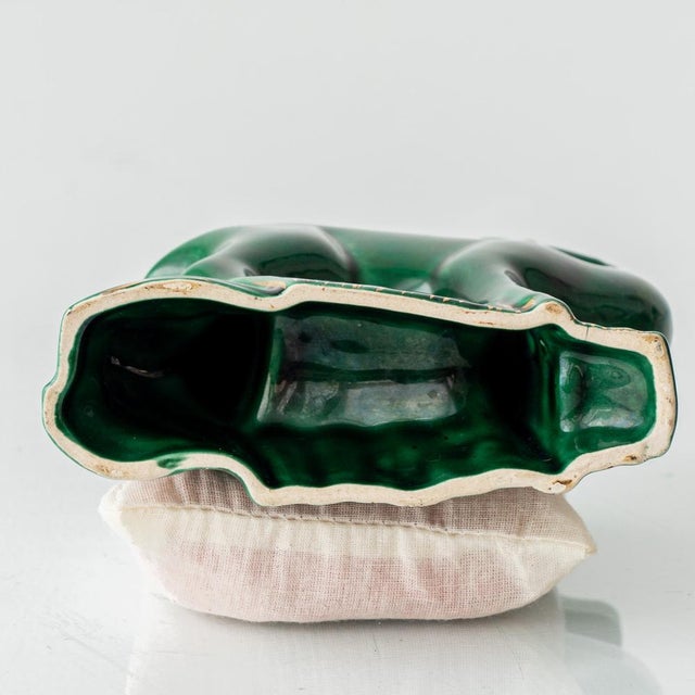 Gold Art Deco Saint-Clément Emerald Green Ceramic Deer Sculpture by Charles Lemanceau, France, 1930s For Sale - Image 8 of 10