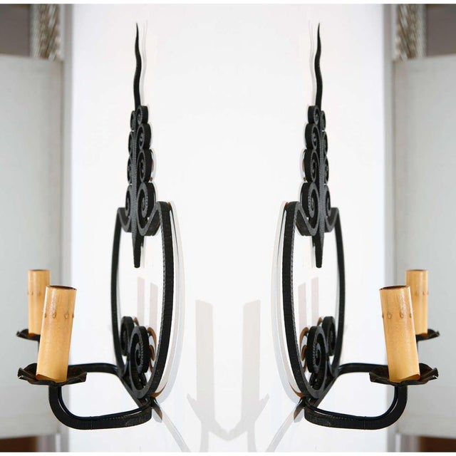 Iron European Wall Sconces - a Pair For Sale - Image 10 of 10