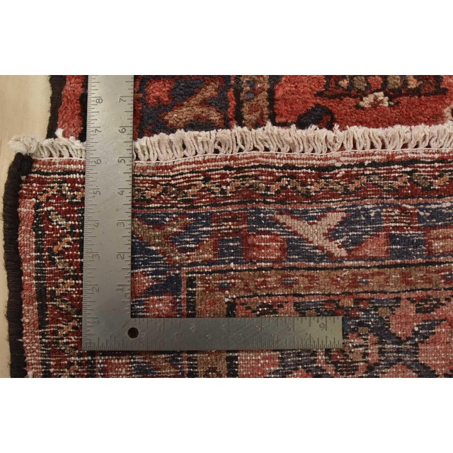 Hamedan Runner 3’6” X 9’7” Red Wool Vintage Tribal Hand-Knotted Oriental Rug For Sale - Image 14 of 14