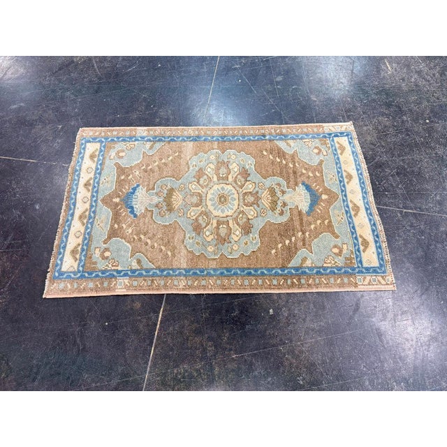 Turkish Turkish Mini Rug Oriental Hand Knotted Vintage Rug 1'10" x 3' #17912 For Sale - Image 3 of 8