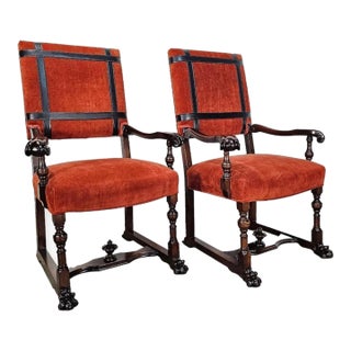 19th Century High Back Side Armchairs- Set of 2 For Sale