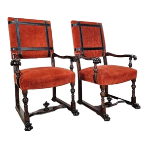 19th Century High Back Side Armchairs- Set of 2