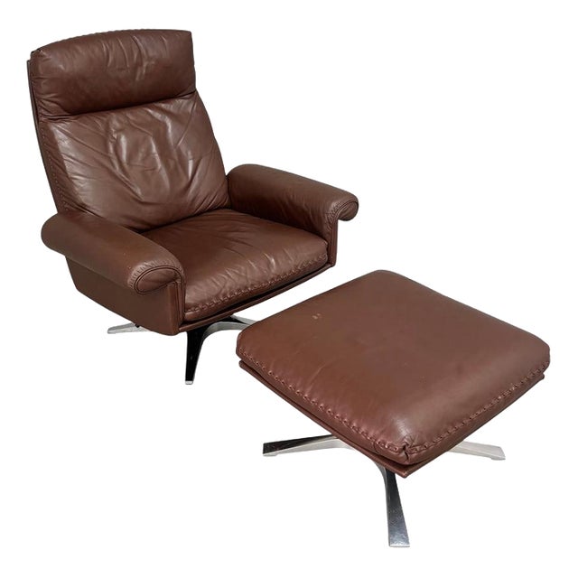 Set of DS31 Lounge Chair with Ottoman from de Sede, Switzerland, 1970s For Sale