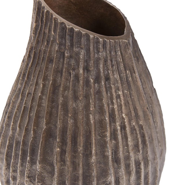 2020s Organic Grooved Teardrop Aluminum Vase For Sale - Image 5 of 10