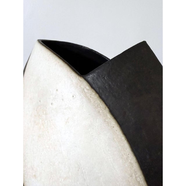 Large Ceramic Vase with Black and White Glaze by John Ward For Sale - Image 9 of 14