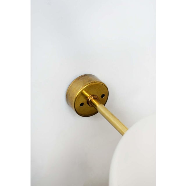 1960s Stilnovo Brass & Opaline Glass Wall Sconces - Set of Three For Sale In Los Angeles - Image 6 of 6