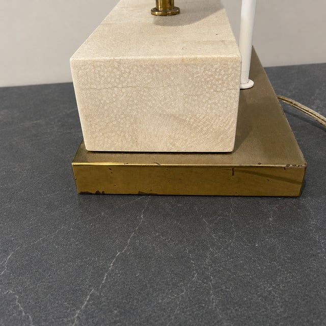 1970s Maitland-Smith Tessellated Stone & Brass Kimono Table Lamp For Sale - Image 11 of 14