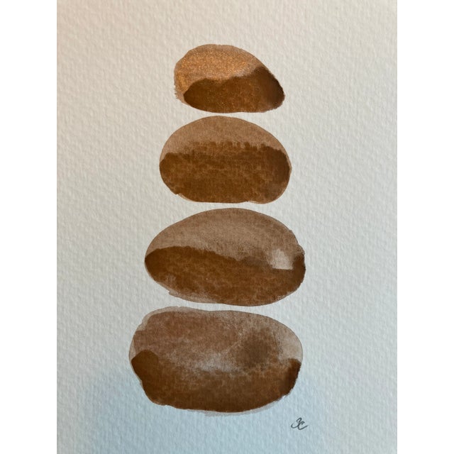 Brown Contemporary Original Watercolor Painting on Paper by Stephanie Cate For Sale - Image 8 of 8