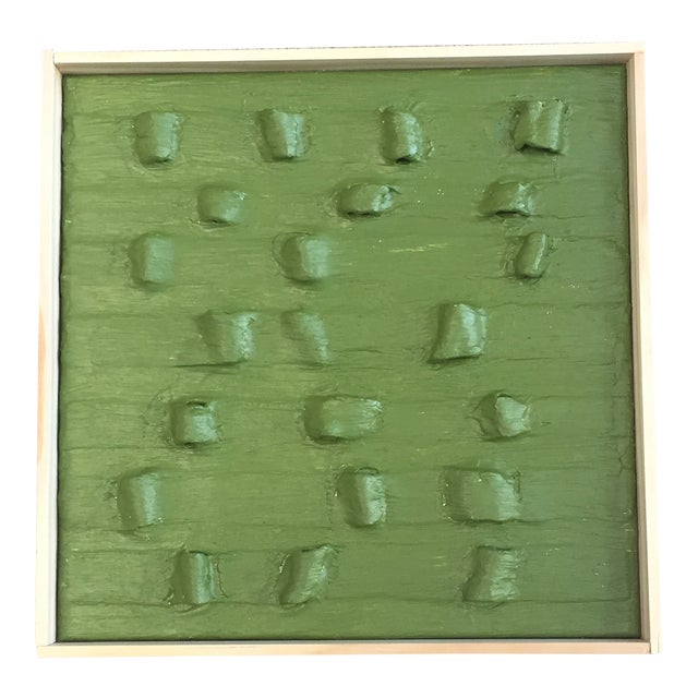 Green "Army Tents" Minimalist Plaster Painting For Sale