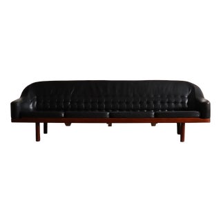 Model 2010 Sofa in Black Leather by Arne Halvorsen, Norway, 1960s For Sale