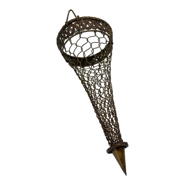 Unusual French Victorian Bronze Wire Wall Cone or Wall Bouquet Holder For Sale