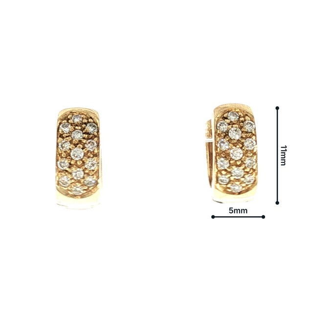 Late 20th-Century 18k Yellow Gold Natural Diamond Pave Earrings, A Pair For Sale - Image 4 of 5