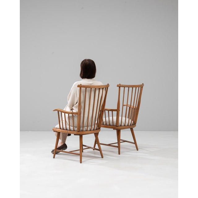 20th Century French Wooden Lounge Chairs With Upholstered Seats - A Pair For Sale In Greensboro - Image 6 of 18