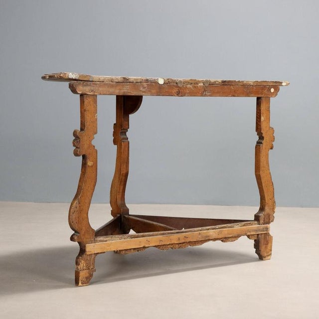 Wood Baroque Demi Lune Console Table in Walnut For Sale - Image 7 of 8