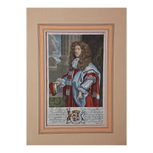 Viscount Thomas Belasise: 17th Century Hand-Colored Portrait by Robert White, 1679